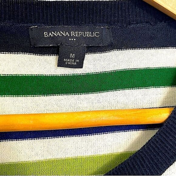 Banana Republic Striped Button Front Crewneck Cardigan Medium - Picture 4 of 13